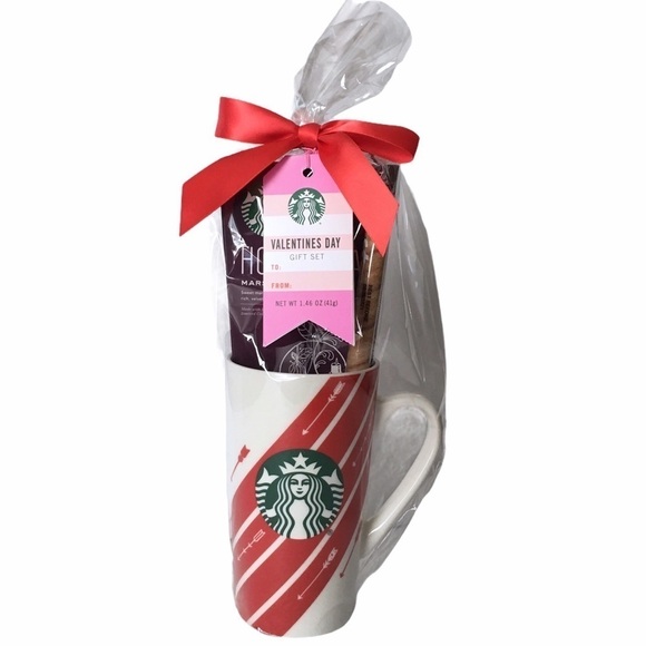 STARBUCKS Mug Valentines Heart Arrows Tall 16oz Coffee Cocoa Stripe NWT - Picture 1 of 8